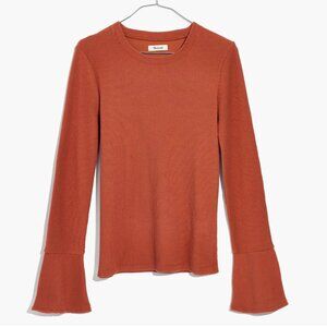 Madewell Ruffle Cuff Ribbed Long Sleeve Top Burnt Orange sz M